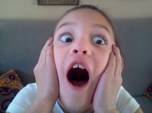 Here is my daughter re-enacting my shock to what I had done.