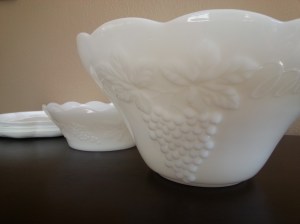These two bowls are actually a punch bowl and base that function as smaller bowls as well.
